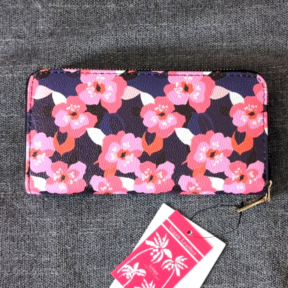 Trina Turk Zip Around Wallet in Floral Print ( all Over Narcissus), 7.5x4x1" - Picture 4 of 5